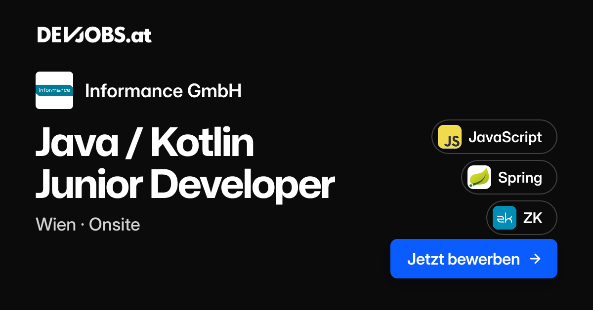 Java / Kotlin Junior Developer bei Informance GmbH | DEVjobs.at